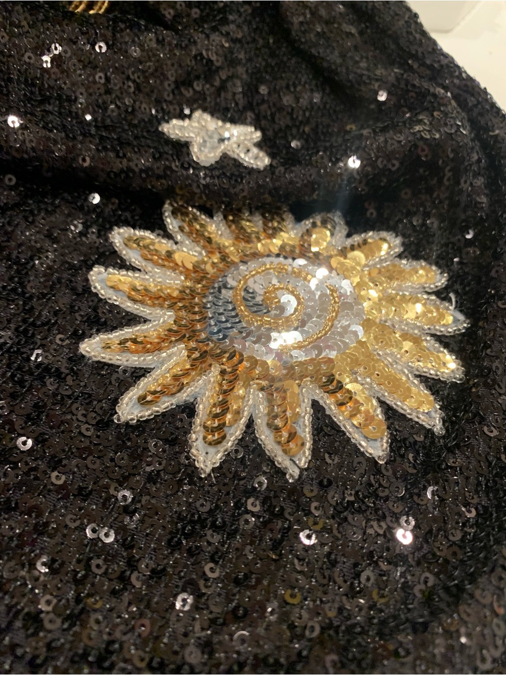 EastnWest Sequin Star Mini Dress Celestial Moon Black Size S - Picture 9 of 10